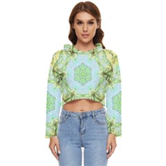 Green Marble Women s Lightweight Cropped Hoodie