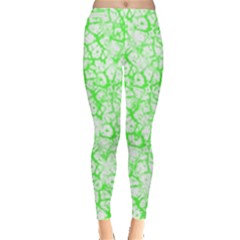 Officially Sexy Neon Green & White Cracked Pattern Leggings by OfficiallySexy