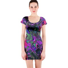 Neon Aquarium Short Sleeve Bodycon Dress by MRNStudios