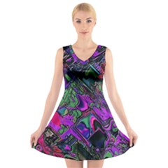 Neon Aquarium V-neck Sleeveless Dress by MRNStudios