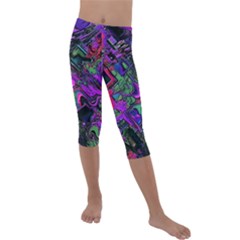 Neon Aquarium Kids  Lightweight Velour Capri Leggings  by MRNStudios