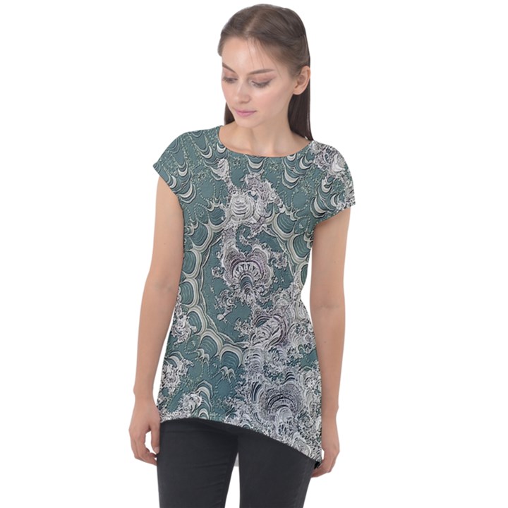 Seaweed Mandala Cap Sleeve High Low Top