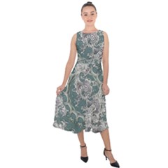 Seaweed Mandala Midi Tie-back Chiffon Dress by MRNStudios