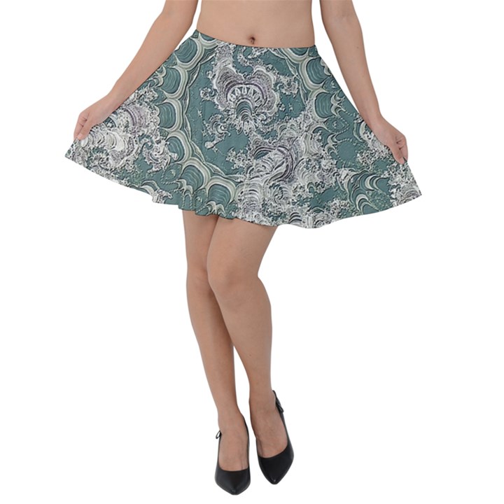 Seaweed Mandala Velvet Skater Skirt