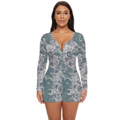 Seaweed Mandala Long Sleeve Boyleg Swimsuit