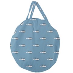 Cartoon Sketchy Helicopter Drawing Motif Pattern Giant Round Zipper Tote by dflcprintsclothing