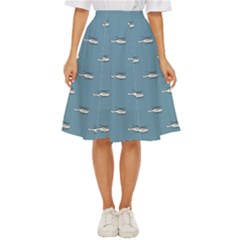 Cartoon Sketchy Helicopter Drawing Motif Pattern Classic Short Skirt