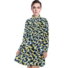 Digital Animal  Print Long Sleeve Chiffon Shirt Dress by Sparkle