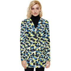 Digital Animal  Print Button Up Hooded Coat 