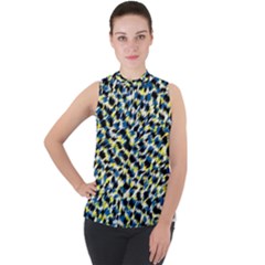 Digital Animal  Print Mock Neck Chiffon Sleeveless Top by Sparkle