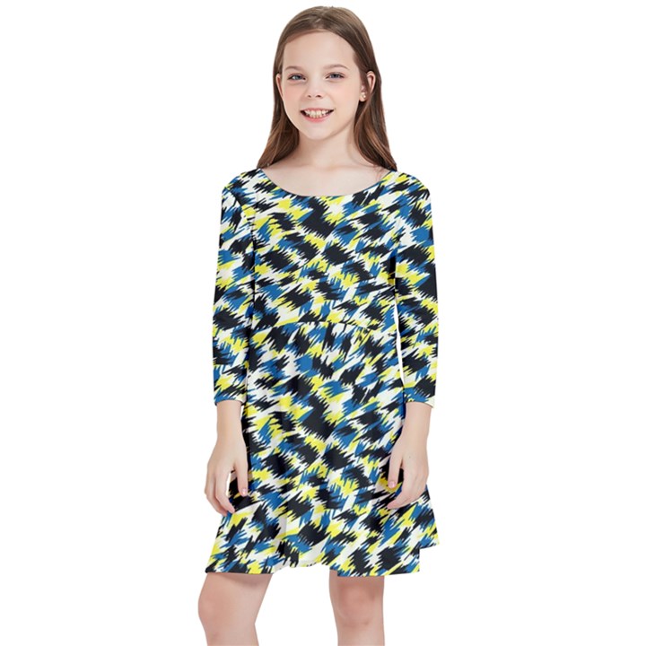 Digital Animal  Print Kids  Quarter Sleeve Skater Dress