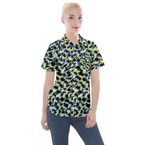 Digital Animal  Print Women s Short Sleeve Pocket Shirt by Sparkle