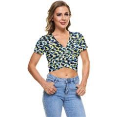 Digital Animal  Print Short Sleeve Foldover Tee by Sparkle