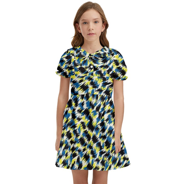 Digital Animal  Print Kids  Bow Tie Puff Sleeve Dress