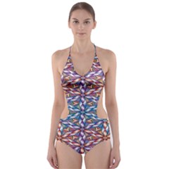 Colorful Flowers Cut-out One Piece Swimsuit by Sparkle