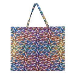 Colorful Flowers Zipper Large Tote Bag by Sparkle