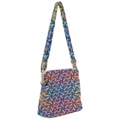 Colorful Flowers Zipper Messenger Bag by Sparkle