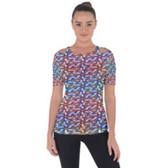 Colorful Flowers Shoulder Cut Out Short Sleeve Top by Sparkle