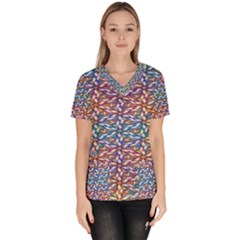 Colorful Flowers Women s V-neck Scrub Top by Sparkle