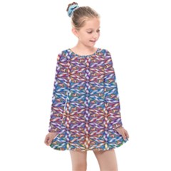 Colorful Flowers Kids  Long Sleeve Dress by Sparkle