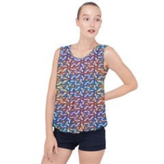 Colorful Flowers Bubble Hem Chiffon Tank Top by Sparkle