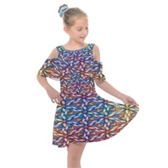 Colorful Flowers Kids  Shoulder Cutout Chiffon Dress by Sparkle