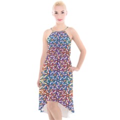 Colorful Flowers High-low Halter Chiffon Dress  by Sparkle