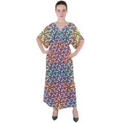 Colorful Flowers V-neck Boho Style Maxi Dress by Sparkle