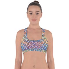 Colorful Flowers Cross Back Hipster Bikini Top  by Sparkle