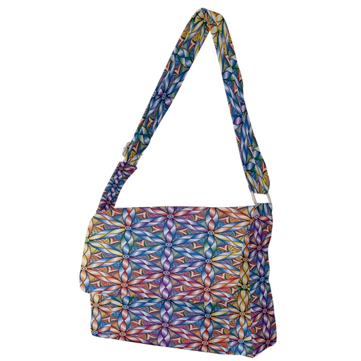 Colorful Flowers Full Print Messenger Bag (L)