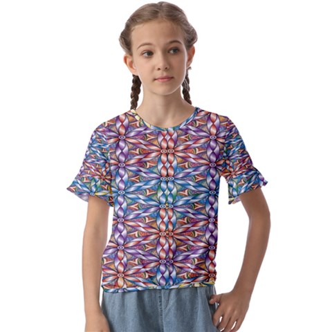 Colorful Flowers Kids  Cuff Sleeve Scrunch Bottom Tee by Sparkle