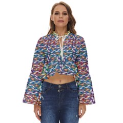 Colorful Flowers Boho Long Bell Sleeve Top by Sparkle