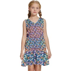 Colorful Flowers Kids  Sleeveless Tiered Mini Dress