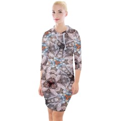 Digital Illusion Quarter Sleeve Hood Bodycon Dress by Sparkle