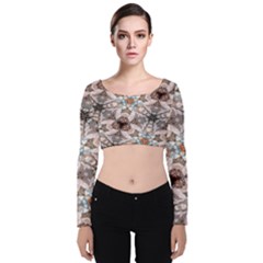 Digital Illusion Velvet Long Sleeve Crop Top by Sparkle