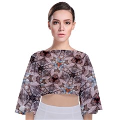 Digital Illusion Tie Back Butterfly Sleeve Chiffon Top by Sparkle