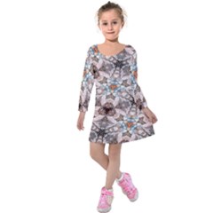 Digital Illusion Kids  Long Sleeve Velvet Dress by Sparkle