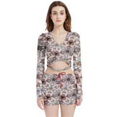 Digital Illusion Velvet Wrap Crop Top And Shorts Set by Sparkle