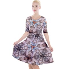 Digital Illusion Quarter Sleeve A-line Dress by Sparkle