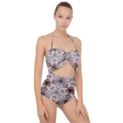 Digital Illusion Scallop Top Cut Out Swimsuit by Sparkle