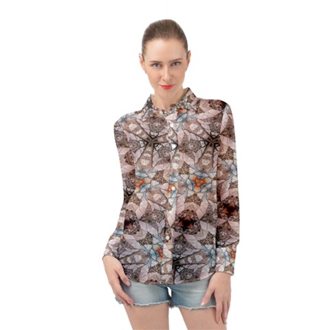 Digital Illusion Long Sleeve Chiffon Shirt by Sparkle