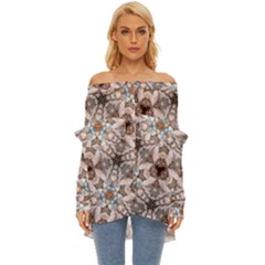 Digital Illusion Off Shoulder Chiffon Pocket Shirt by Sparkle