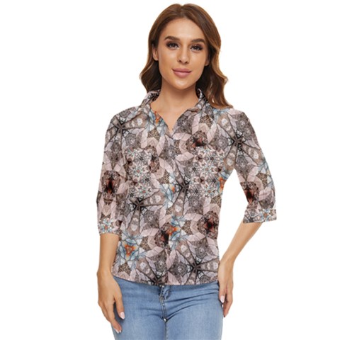 Digital Illusion Women s Quarter Sleeve Pocket Shirt by Sparkle