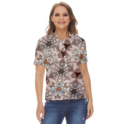 Digital Illusion Women s Short Sleeve Double Pocket Shirt by Sparkle