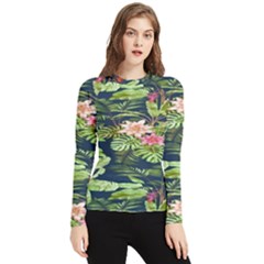 Flowers Pattern Women s Long Sleeve Rash Guard by Sparkle