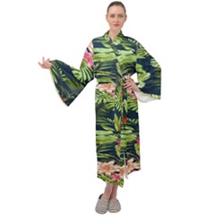 Flowers Pattern Maxi Velour Kimono by Sparkle