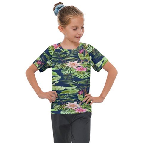 Flowers Pattern Kids  Mesh Piece Tee by Sparkle