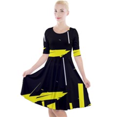 Abstract Pattern Quarter Sleeve A-line Dress by Sparkle