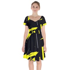 Abstract Pattern Short Sleeve Bardot Dress by Sparkle