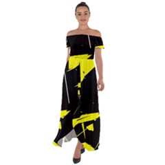 Abstract Pattern Off Shoulder Open Front Chiffon Dress by Sparkle